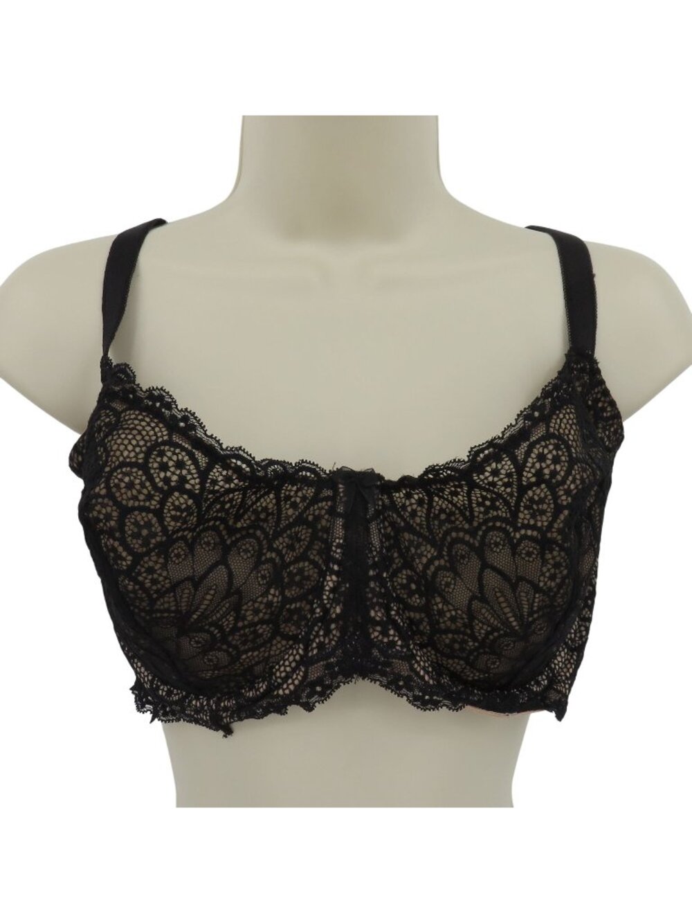 Torrid Curve 40DD Style 13802890 Balconette Unlined Lace Bra Black Tan Plus Size